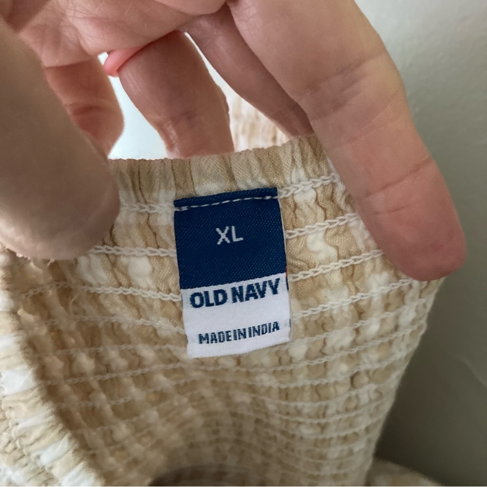 Old Navy Gingham Cream & White Tank Top Size XL - Picture 5 of 6